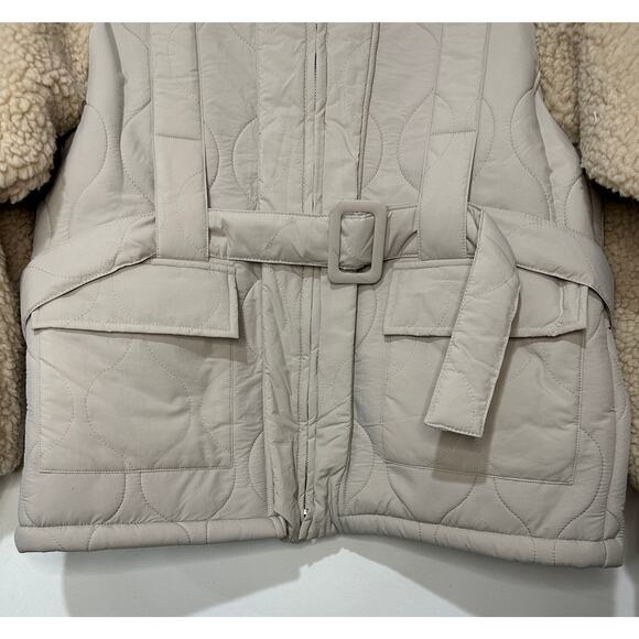 Line + Dot Milan Padded Sherpa Jacket Neutral/Cream Medium NWT Urban Outfitters - Picture 16 of 16